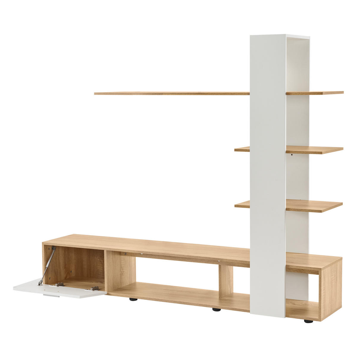 TV-ELEMENTTV-WOHNWAND 180x33,5x151,5cm für 60-Zoll-Fernseher Weiß-Holzoptik - Weiß, Holz (44.78/11.99/159.49cm) - Raelunyi