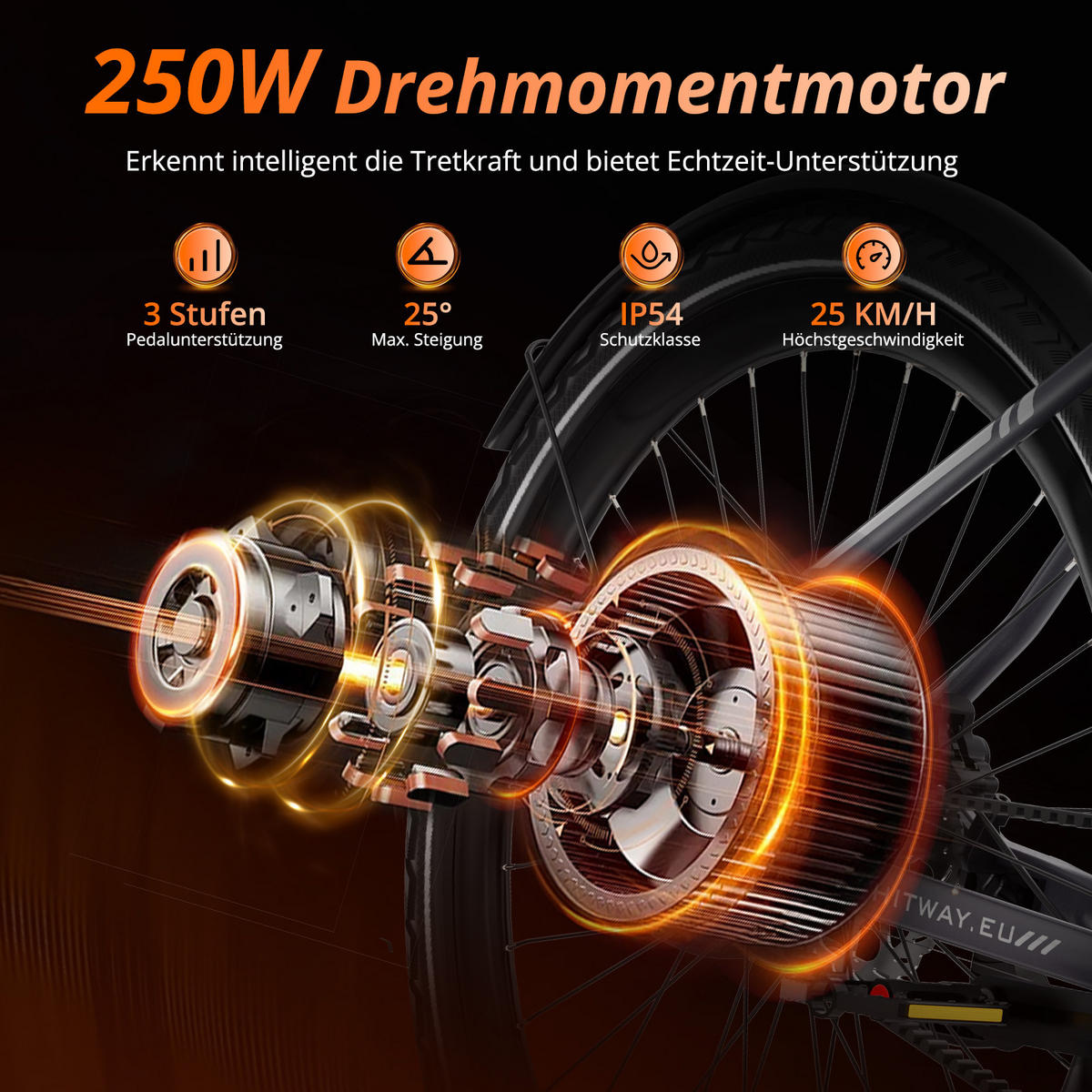 E-BIKE BK19PRO ,IP67 wasserdicht, App-gesteuert - Grau, Metall (78cm) - HITWAY