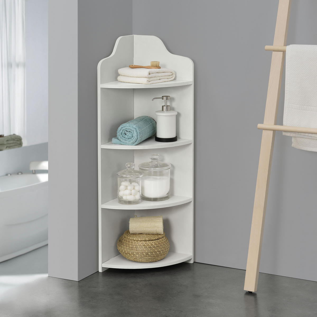 ECKREGAL Bjurholm - Weiß, Kunststoff (28/90/28cm) - [en.casa]