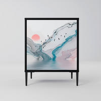 SIDEBOARD VELVET CROSSING, Schwarz, 57,5x42x72,5 cm, Schwarze Metallfüße - Multicolor/Schwarz, Holzwerkstoff/Metall (57.5/72.5/42cm) - SpaceRebels