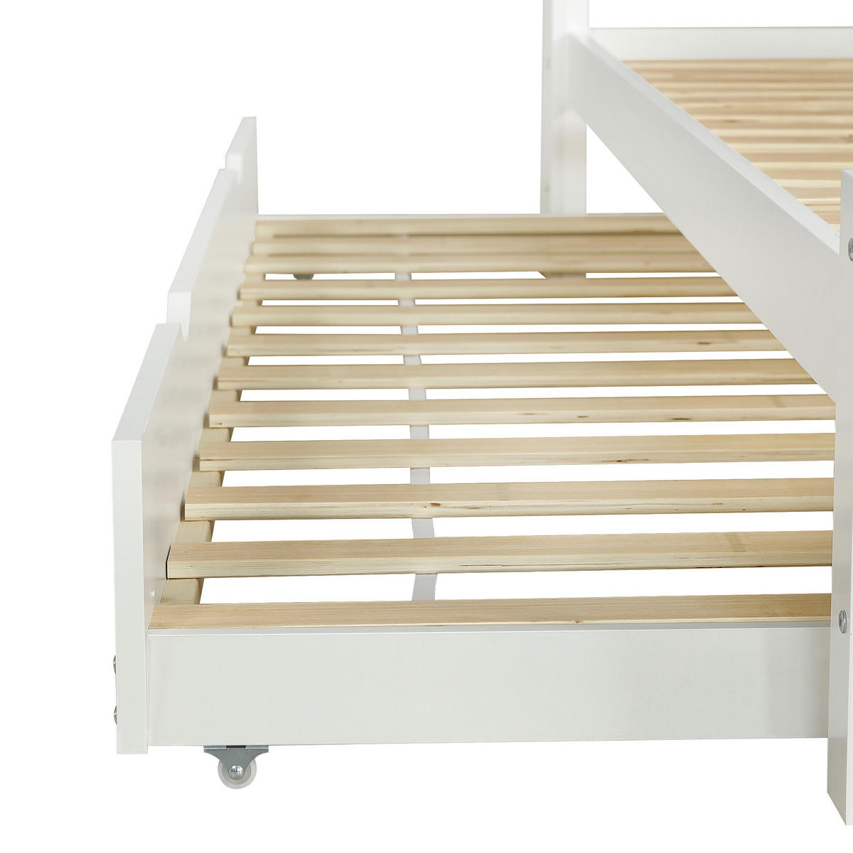 BETT 120/200+90/190 mit LED, USB und Ausziehbett in Weiß - Weiß, Holzwerkstoff (120/200cm) - EVRYAE