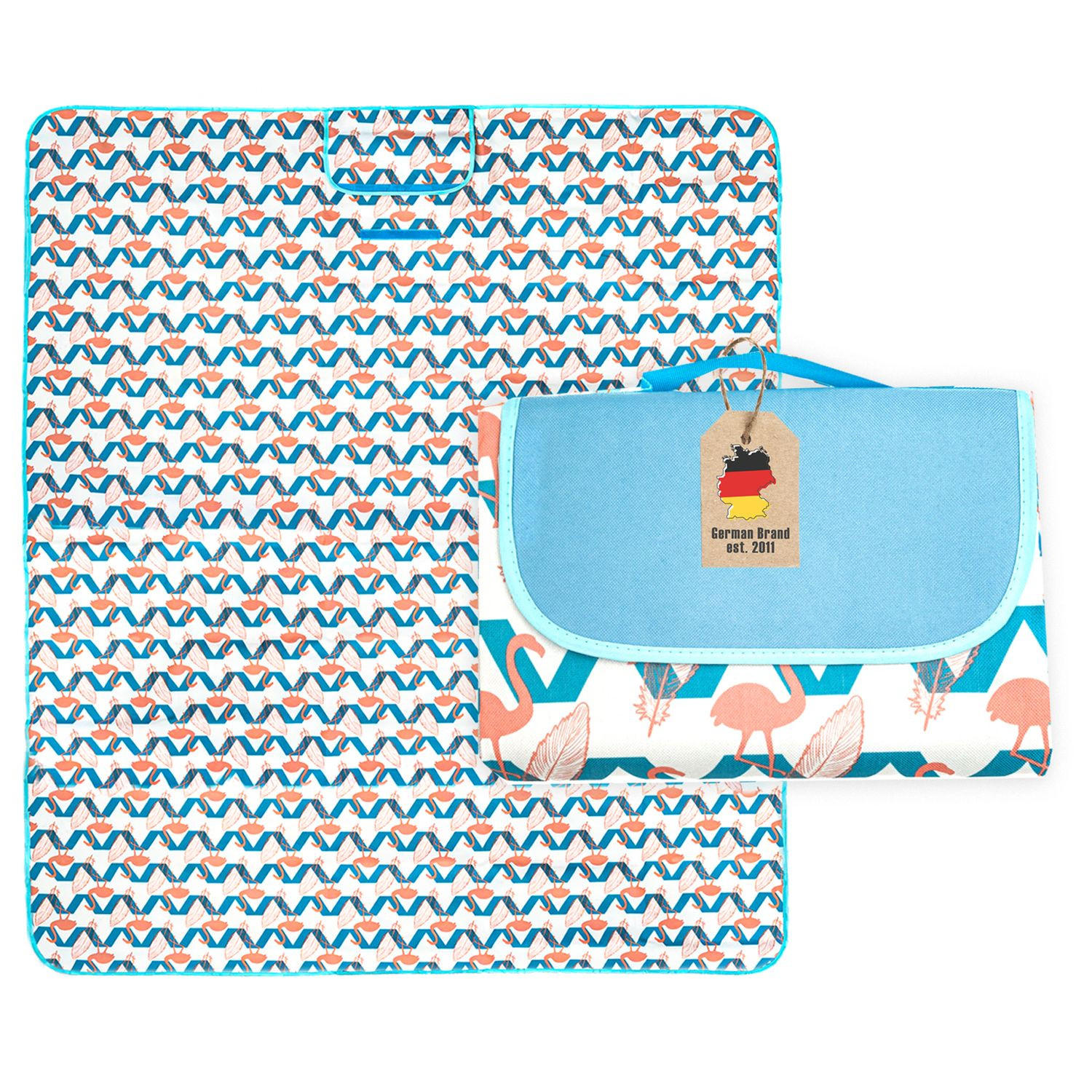 PICKNICKDECKE im Flamingo Design - Blau, Kunststoff (145/199cm)
