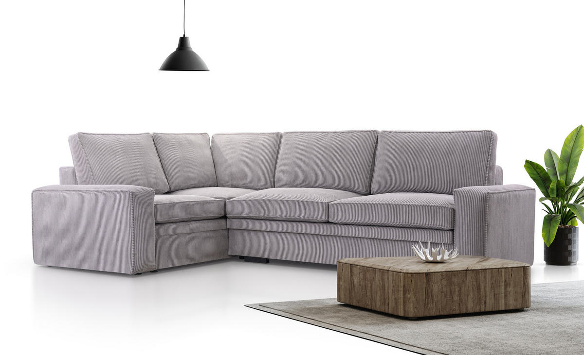 ECKSOFA L Form Treville Grau 296/196/94 cm – Links, mit Bettkasten und Schlaffunktion - Schwarz/Grau, Kunststoff/Textil (196/296cm) - AX Living