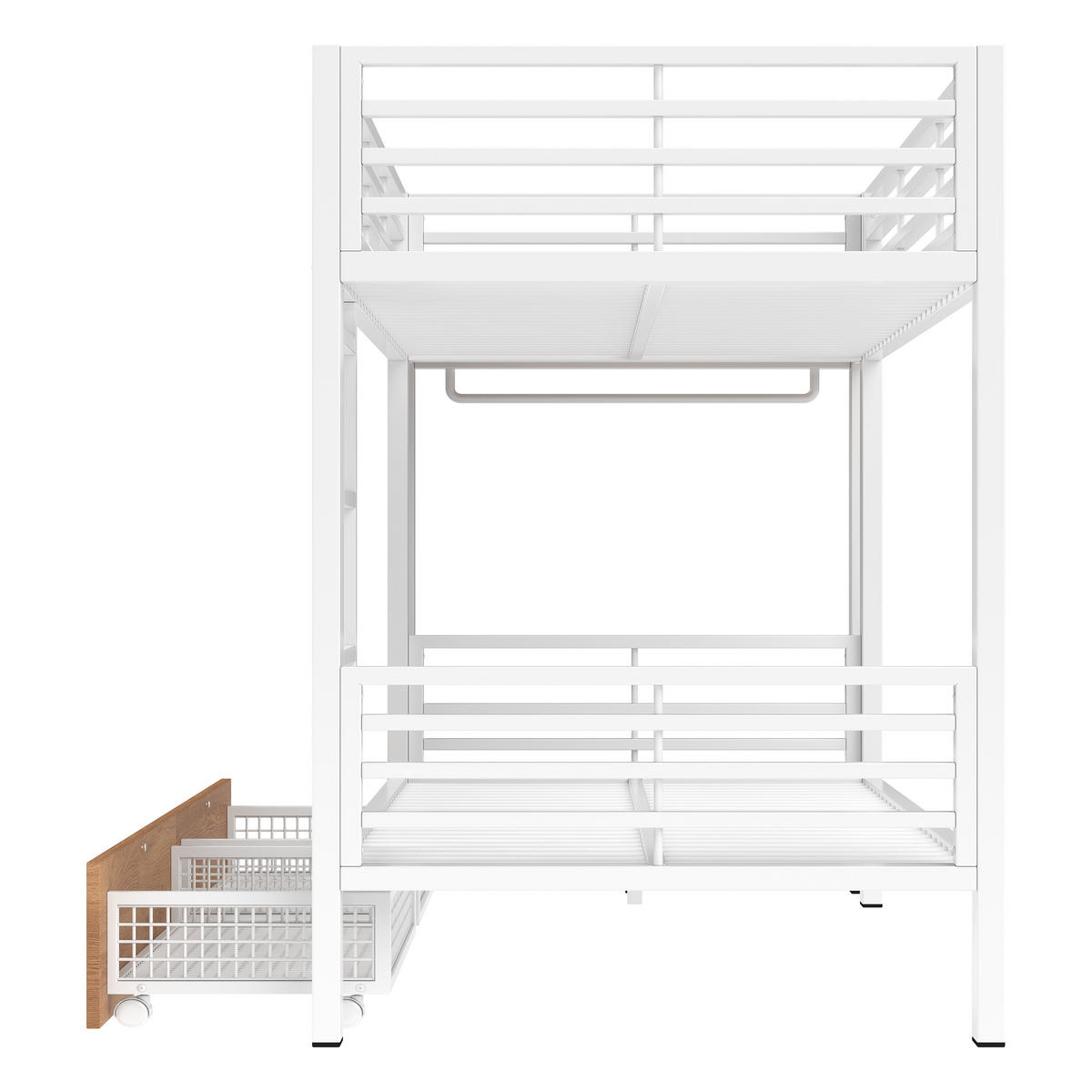 ETAGENBETT 90/200 cm mit LED und Schubladen, DE-41971, in Weiß - Weiß, Metall (90/200cm) - ComfortXL