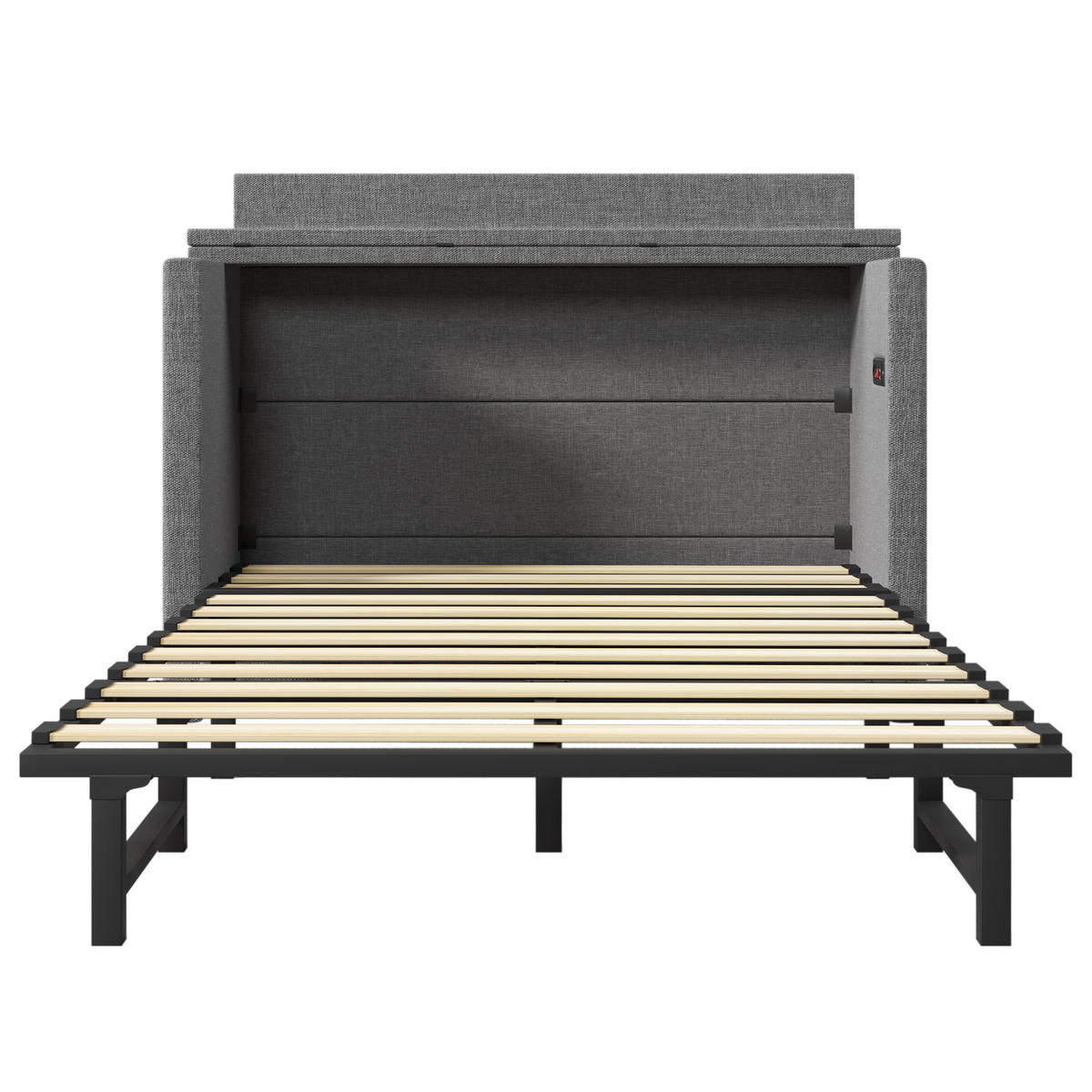 SCHRANKBETT 140/200 cm DE-04949, mit USB+Typ-C, Schublade und Ablagefach in Grau - Grau, Holzwerkstoff (140/200cm) - ComfortXL