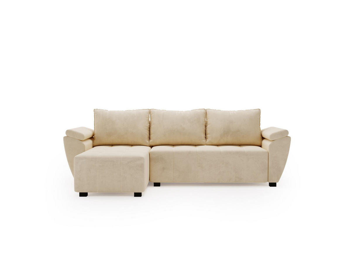 ECKSOFA ZEUS L Monolith 02 Links mit Schlaffunktion - Beige, Textil (251/140cm) - Bedante