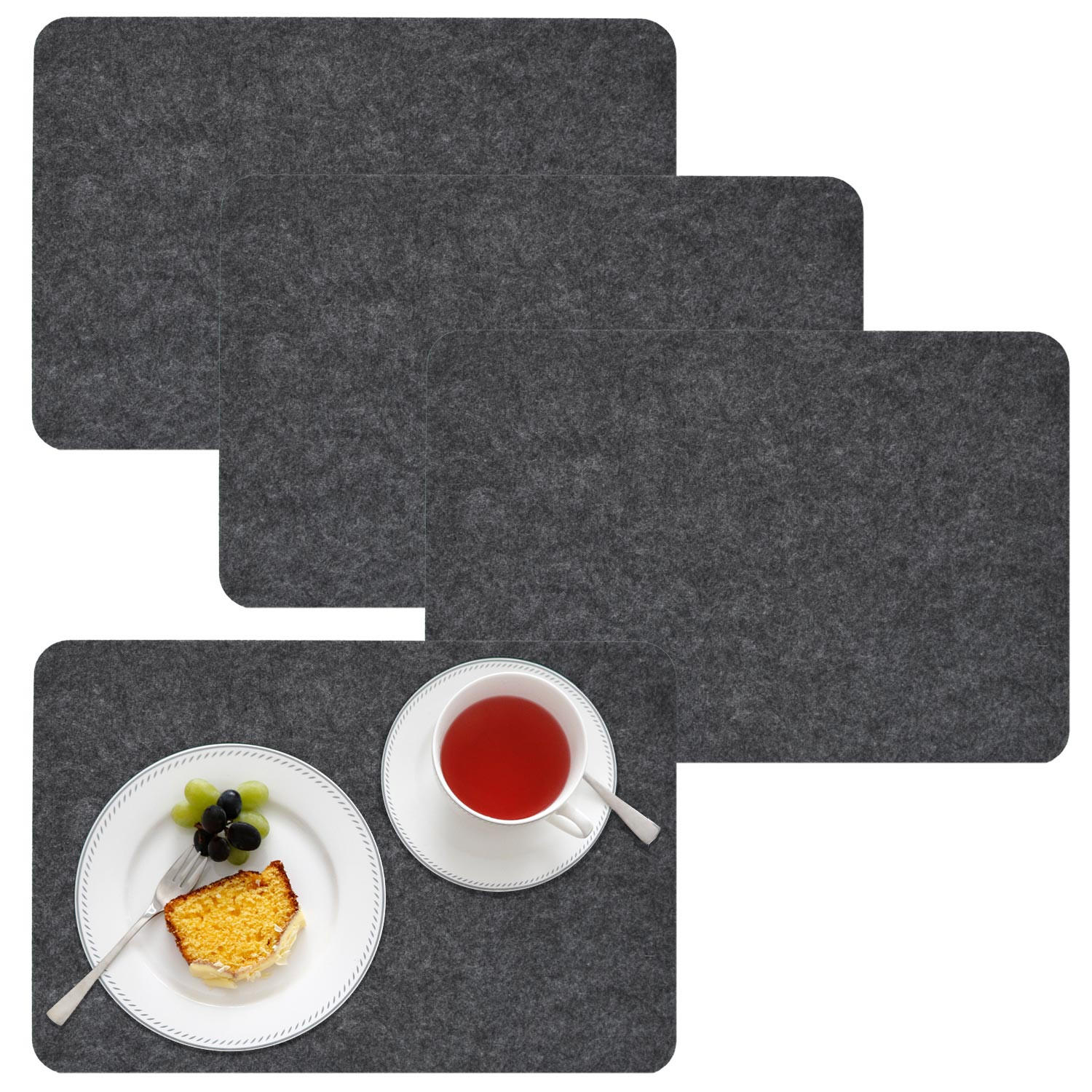 TISCHSET 4er Set 43/30/0,5 cm Grau - Grau, Kunststoff (43/30/1cm) - Dunedesign
