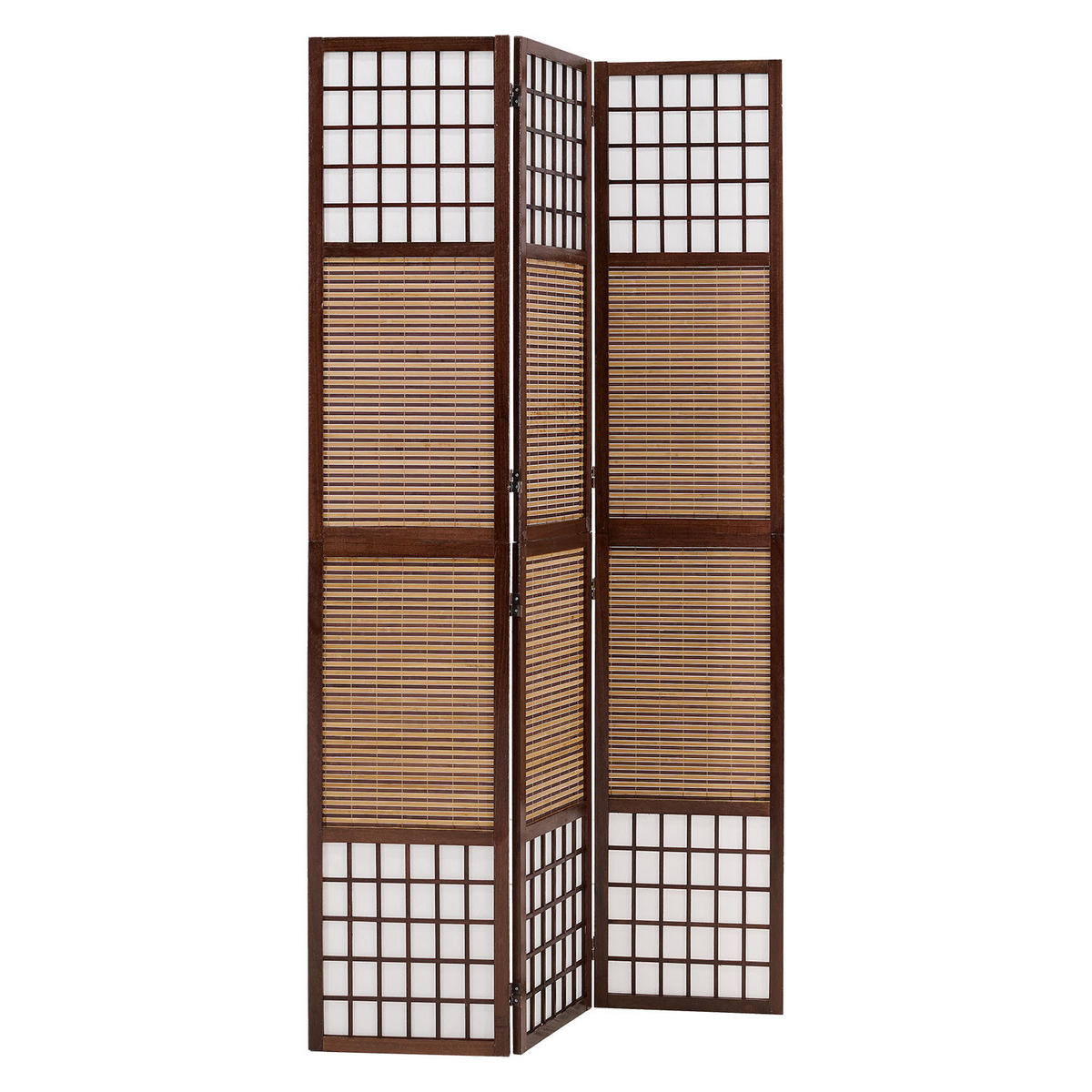 PARAVENT 3-tlg. 120/200 cm Braun Bambusstreben - Braun, Holz (120/200/2cm) - Homestyle4u