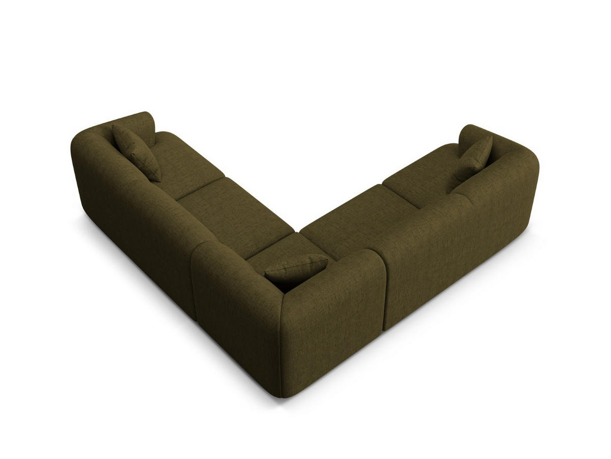 SYMMETRISCHES-MODULARES-ECKSOFA Campi aus strukturiertem Stoff grün 6 Sitzplätze - Grün, Textil (255/255cm) - Cosmopolitan Design