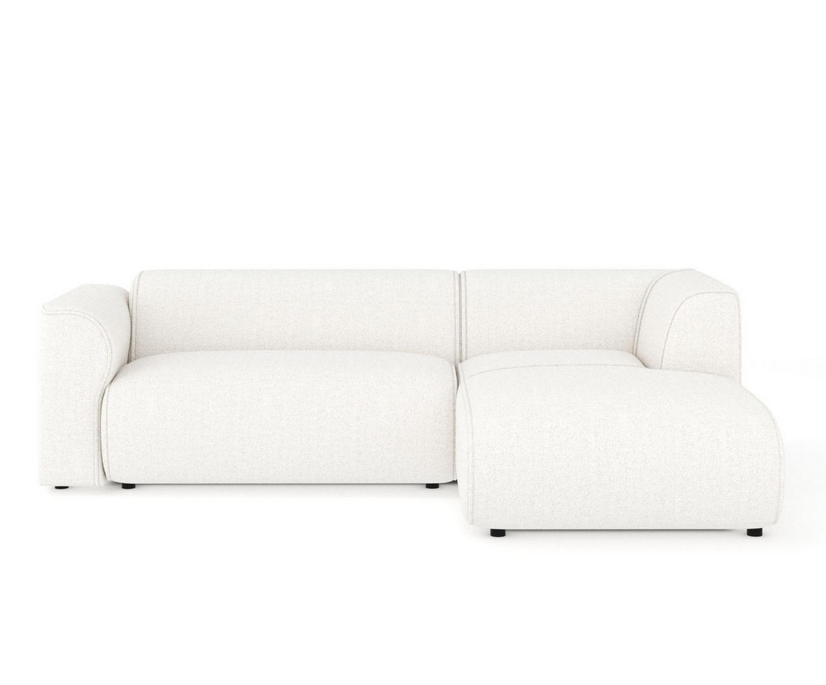 ECKSOFA Melani Creme Webstoff - Rechts Seite - Creme/Schwarz, Holz/Holzwerkstoff (162/256cm) - Maison de Reve