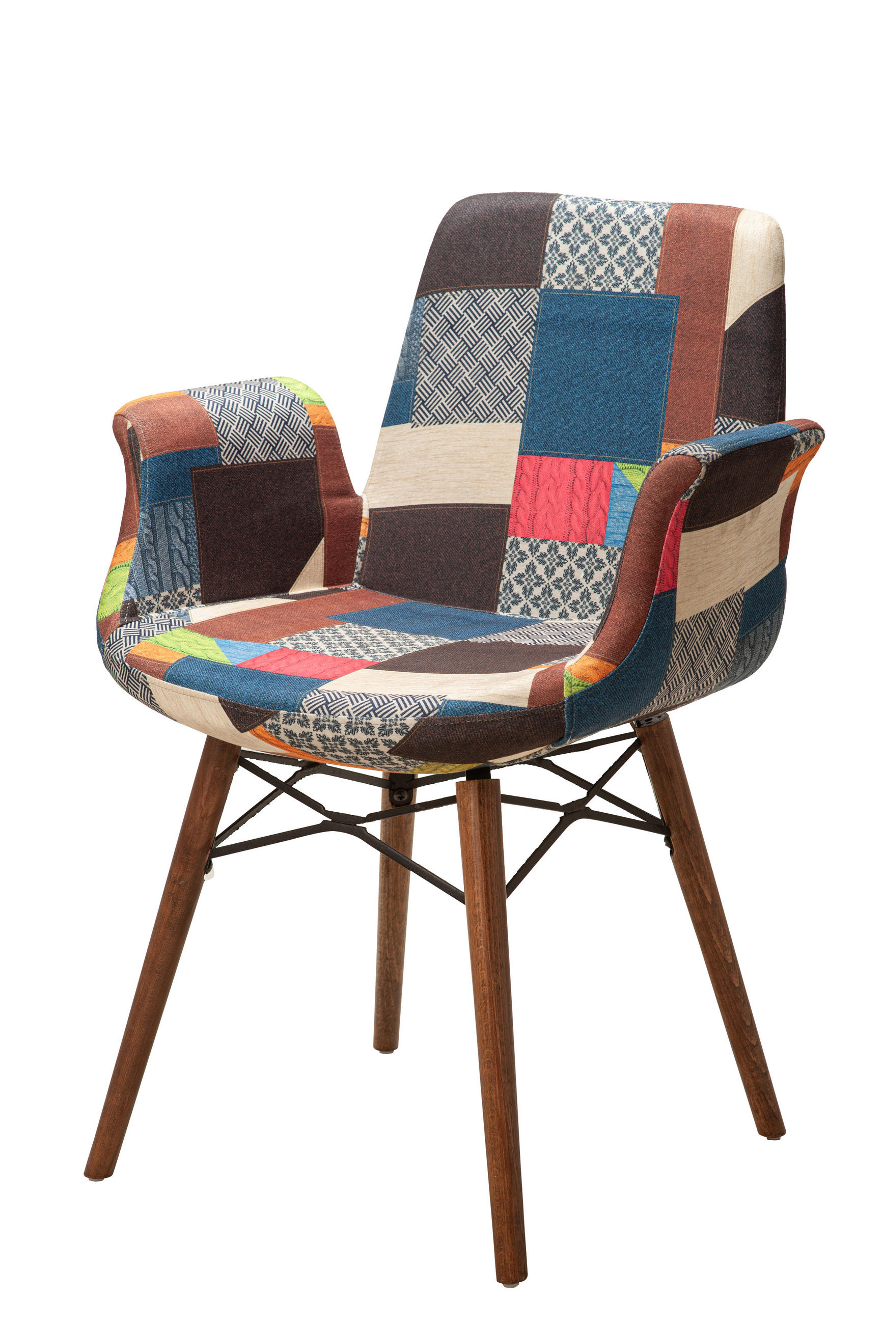 ARMLEHNENSTUHL ORLANDO mit Holzbeinen in multi-blau - Multicolor, Holz/Textil (61/82/52cm) - Stuhlmann