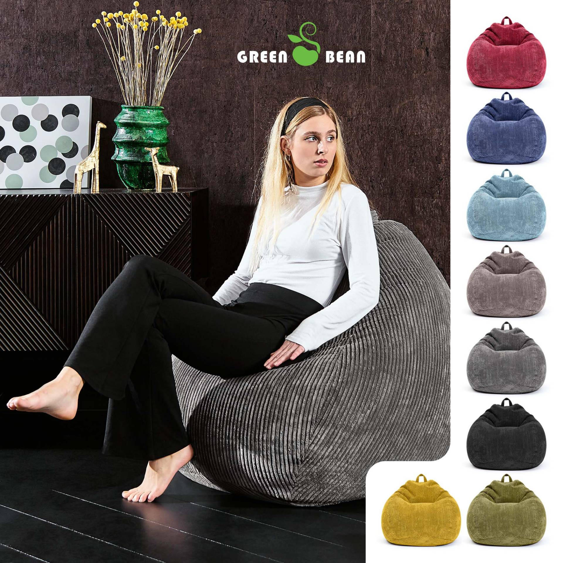 SITZSACK Indoor "Scoop" 90x110cm - Cord - Anthrazit, Textil (90/110/90cm) - Green Bean