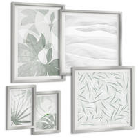 BILDER SET 5er Set - 50x50 cm & 20x30 cm & 40x60 cm Silberner Rahmen - Meeresarchitektur Griechenlands - Silberfarben, Kunststoff (40/60cm) - TULUP