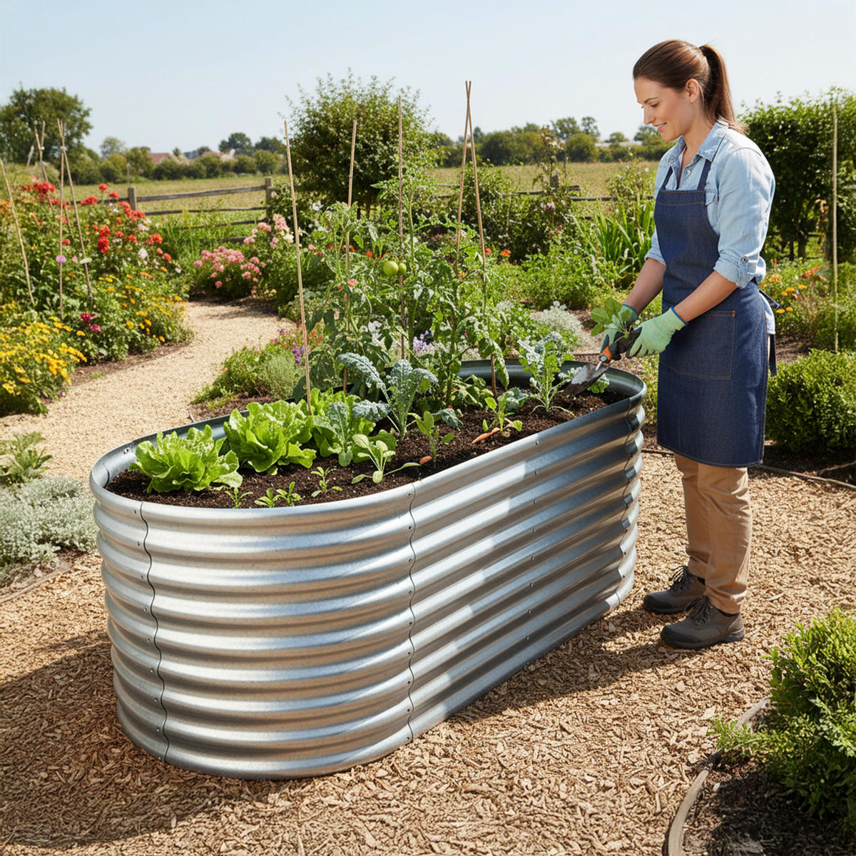 HOCHBEET - Silberfarben, Metall (200/60/100cm) - Relaxdays