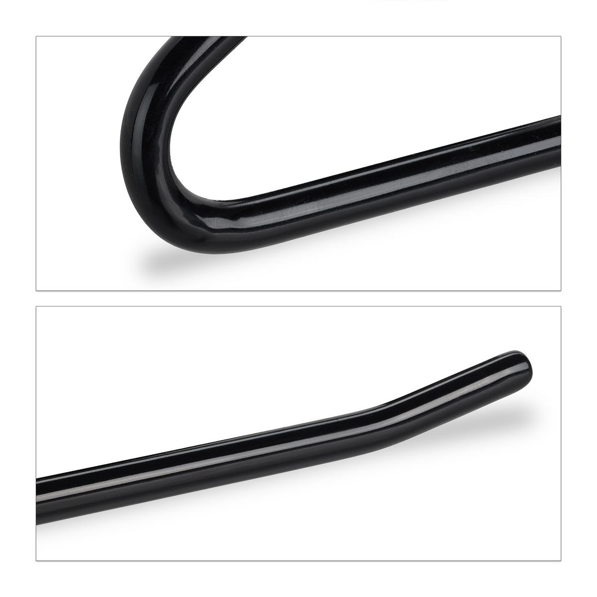 SET Hosenbügel - Schwarz, Kunststoff/Metall (18/0.5/35cm) - Relaxdays