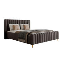 POLSTERBETT Lux Anthrazit 180x200 cm mit Stauraum, Kopfteil, Lattenrost, Goldenen Füßen, Stoff Amon - Anthrazit/Goldfarben, Holzwerkstoff/Kunststoff (180/200cm)