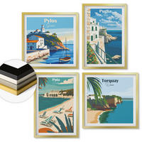 WANDBILDER 4er Set - 50x50 cm & 40x60 cm Goldrahmen - Touristische Küstenlandschaften - Goldfarben, Kunststoff (50/50cm) - ArtPrintCave