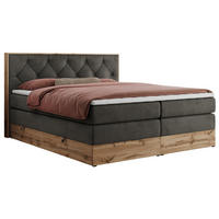 BOXSPRINGBETT VENETO KING 180/200 Dunkelgrau Velvet - H3 - Dunkelgrau, Holz/Textil (180/200cm) - MKS