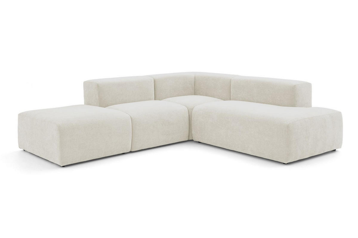 4-SITZER modulares Ecksofa HEAVEN SET 3 Rechts, Breite 270 cm Webstoff Weiß - Schwarz/Weiß, Holz/Kunststoff (270/245cm) - Muffo