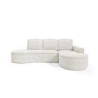 ECKSOFA Flow Weiß, mit Schlaffunktion und Kissen in Abriamo Stoff, rechte seite - Weiß, Holzwerkstoff/Textil (277/157cm) - Bettso