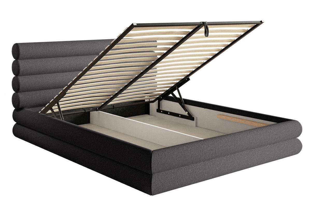 POLSTERBETT Buffalino Dunkelgrau Boucle 160/200 cm - Dunkelgrau, Kunststoff/Textil (160/200cm) - Selsey