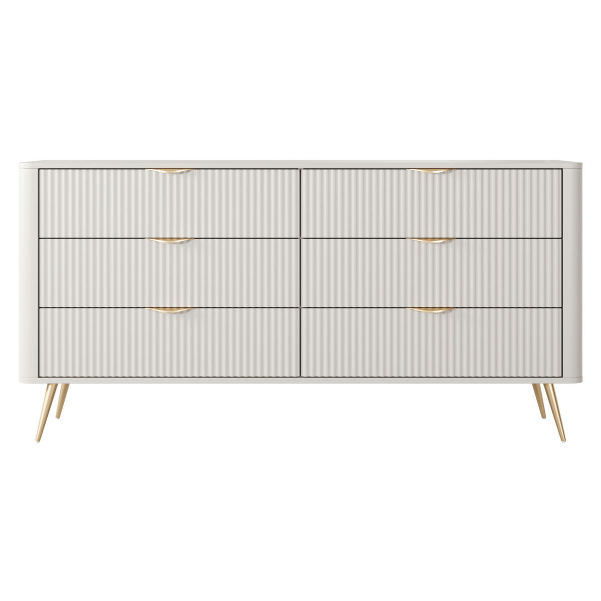 SIDEBOARD LEKNES KOM1 Reliefierte Fronten aus MDF-Platte Beige Beige - Beige, Glas/Holzwerkstoff (163/81/38cm) - Komodee