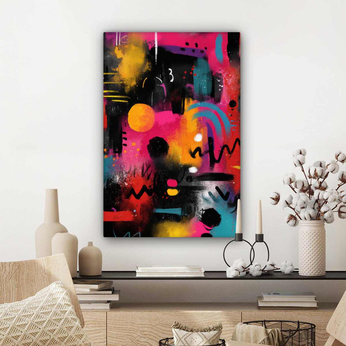 LEINWANDBILD Farbflächen - Formen - Bunt - Abstrakt Wanddeko 40x60 cm - Pink, Textil (40/60cm) - MuchoWow