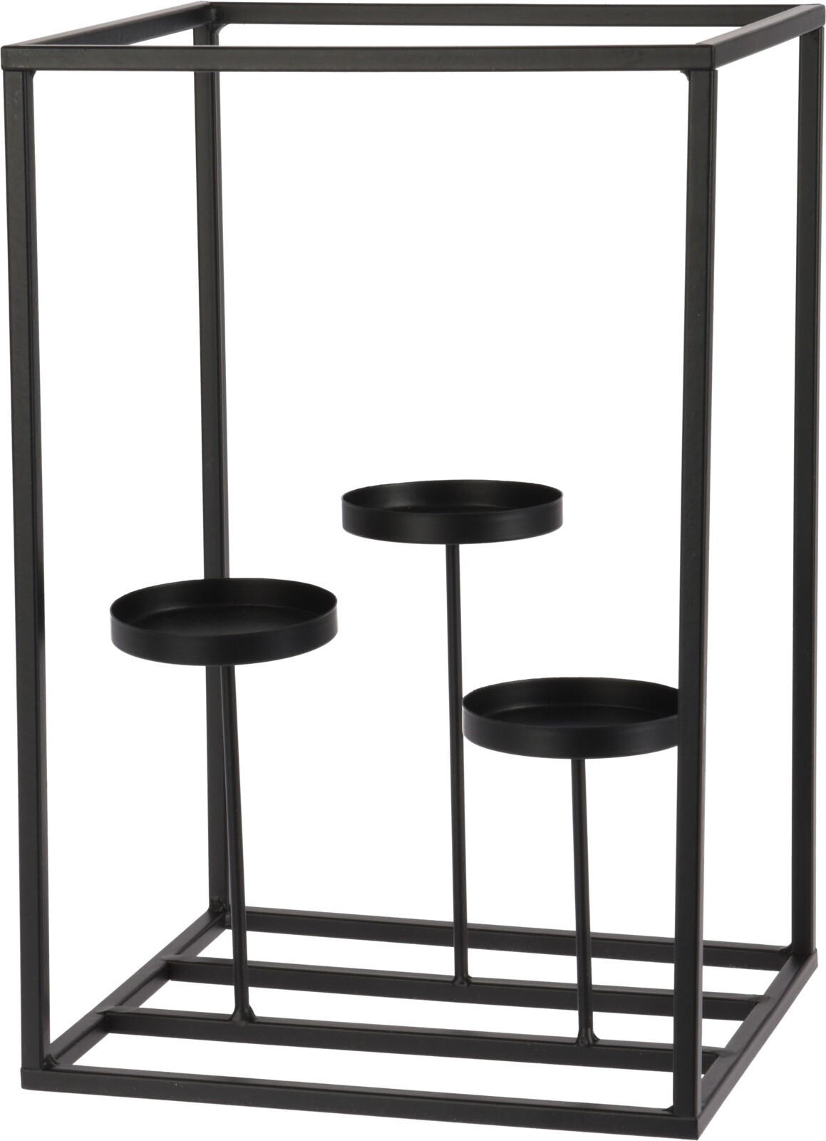 TEELICHTHALTER Basic Schwarz 24/20/36 cm Metall - Schwarz, Metall (36cm) - Mondex