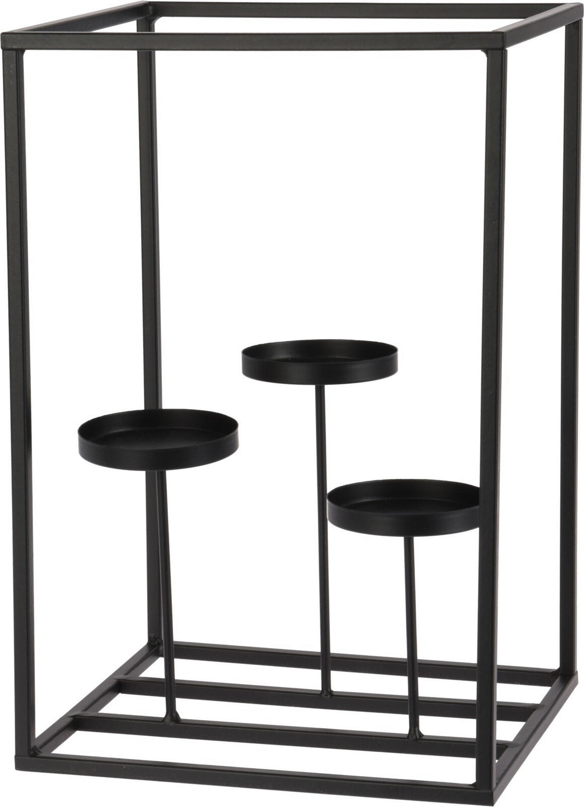 TEELICHTHALTER Basic Schwarz 24/20/36 cm Metall - Schwarz, Metall (36cm) - Mondex