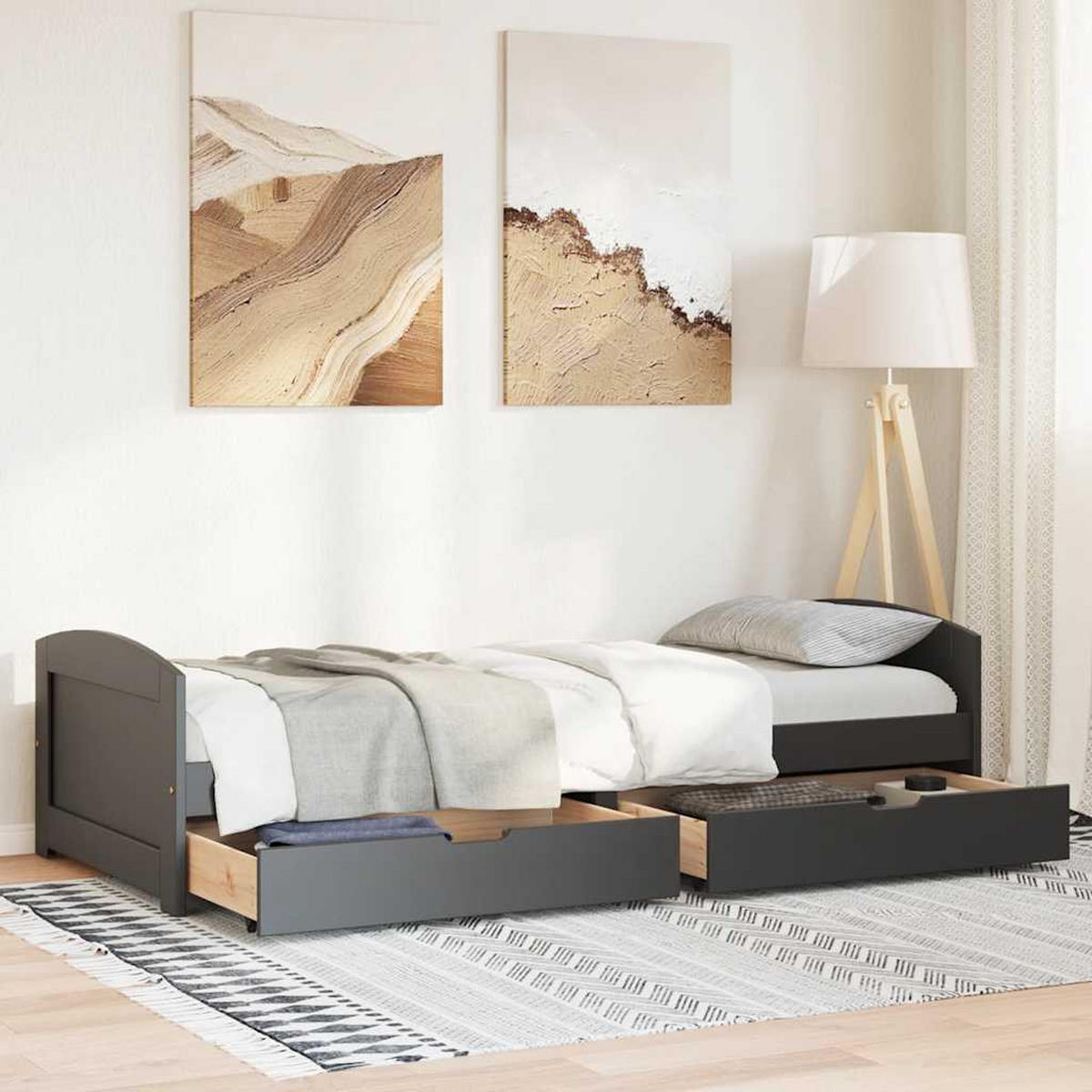 TAGESBETT Mit 2 Schubladen Ohne Matratze Irun Schwarz 90/200Cm - Schwarz, Holz (90/200cm) - vidaXL