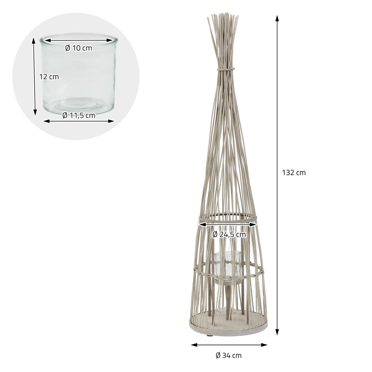 BAMBUSOVÁ LAMPION V: 132 cm, dřevěná barva, styl boho - přírodní, dřevo (34/132/34cm) - ECD-Germany