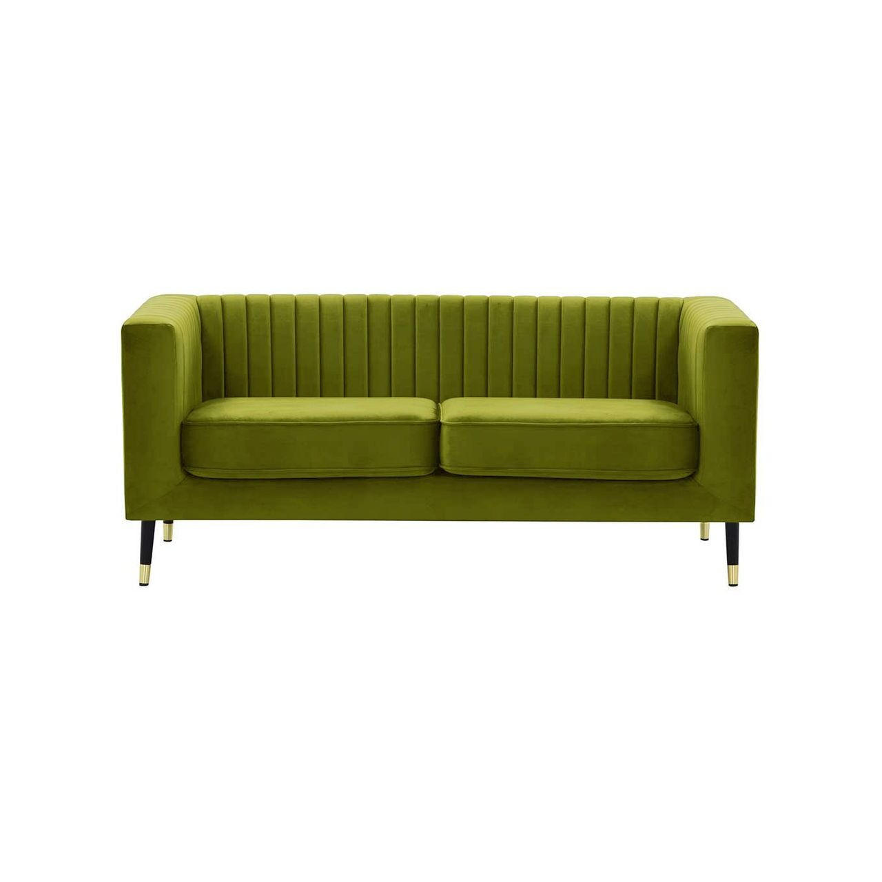 ZWEISITZER-SOFA Slender-Velluto 9 - Olivgrün, Holz/Textil (170/71/83cm) - SLF24