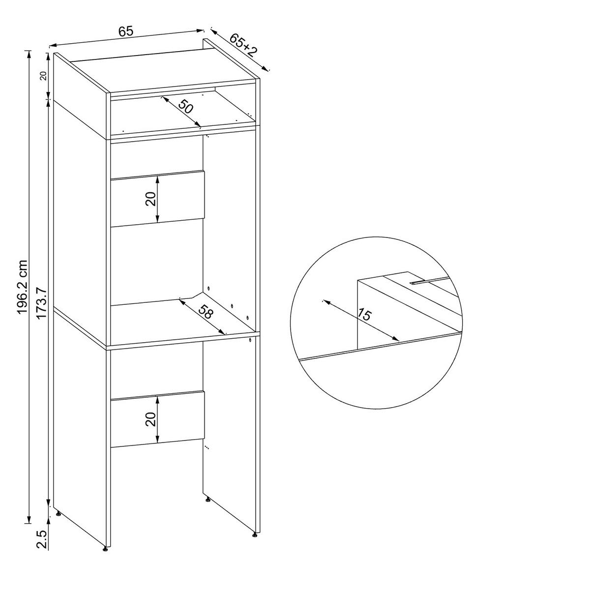 WASCHMASCHINENSCHRANK DUO-II 67cm Breit, 196cm Hoch - Eichefarben, Holzwerkstoff (67/196/67cm)