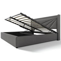 POLSTERBETT Baumwoll-Leinen 140x200 cm Grau mit Bettkasten, USB- und USB-C-Anschluss, Matratze - Grau, Textil (140/200cm) - IVMEU