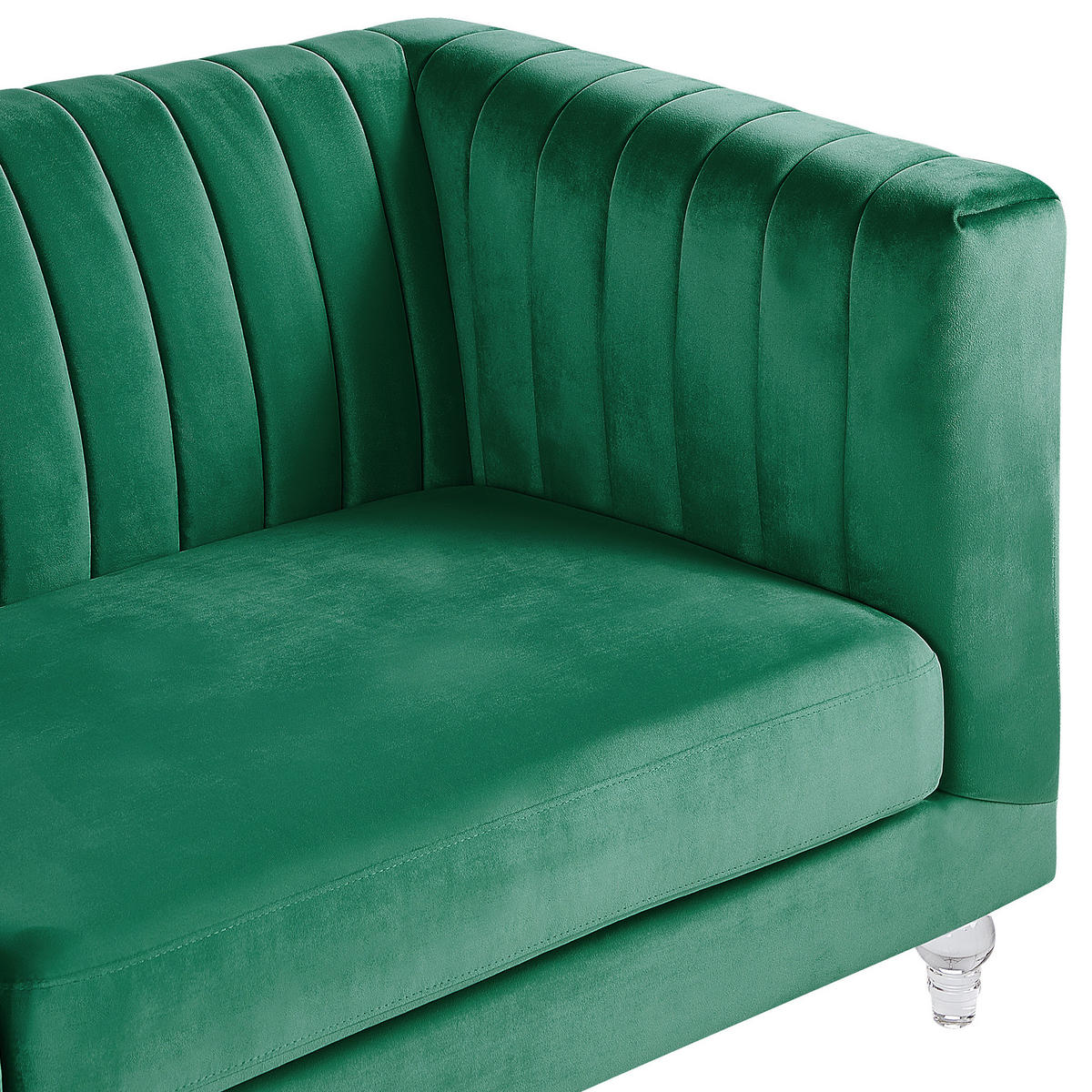 3-SITZER-SOFA Samtstoff Grün Arvika - Grün, Textil (204/75/78cm) - Beliani
