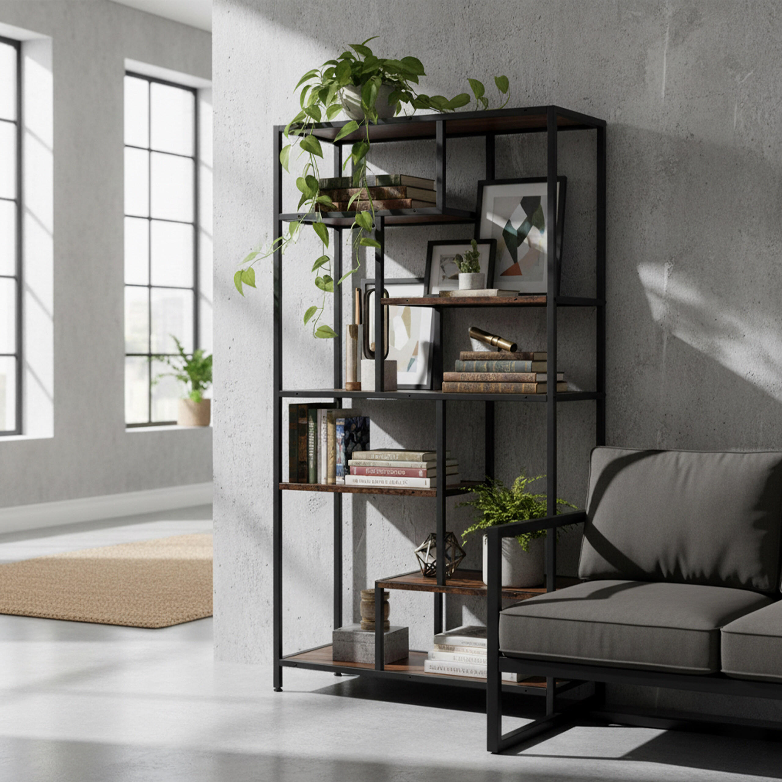 BÜCHERREGAL - Braun, Holzwerkstoff/Metall (80/180/30cm) - Relaxdays