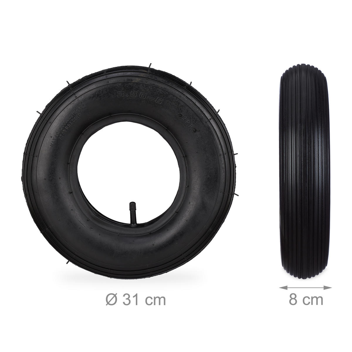 2XSCHUBKARRENRAD - Schwarz, Kunststoff (8/31/31cm) - Relaxdays