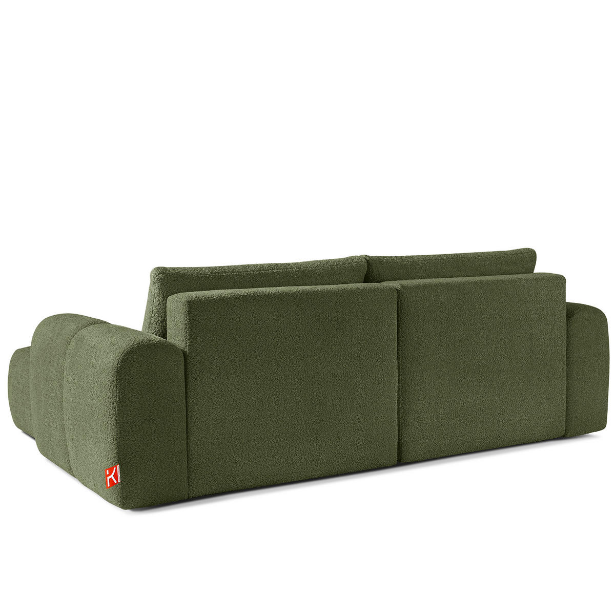 ECKSOFA LINKS RAVIA, Bouclé, Olivgrün - Olivgrün, Holz/Textil (256/104cm) - KONSIMO®