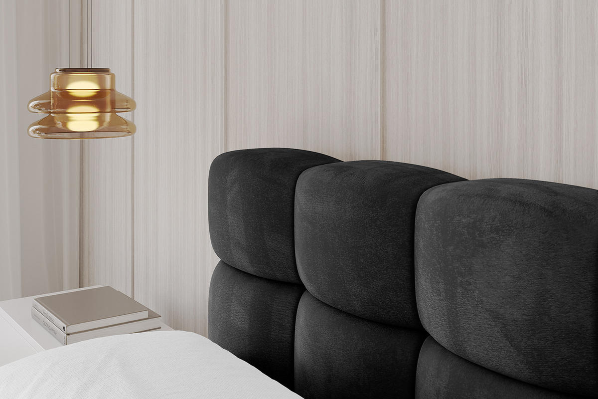 POLSTERBETT mit Bettkasten und Lattenrost, Bett mit Matratze H3/H4 - LEYA-v1 180x200 Schwarz - Schwarz, Holzwerkstoff/Textil (180/200cm) - ALTDECOR