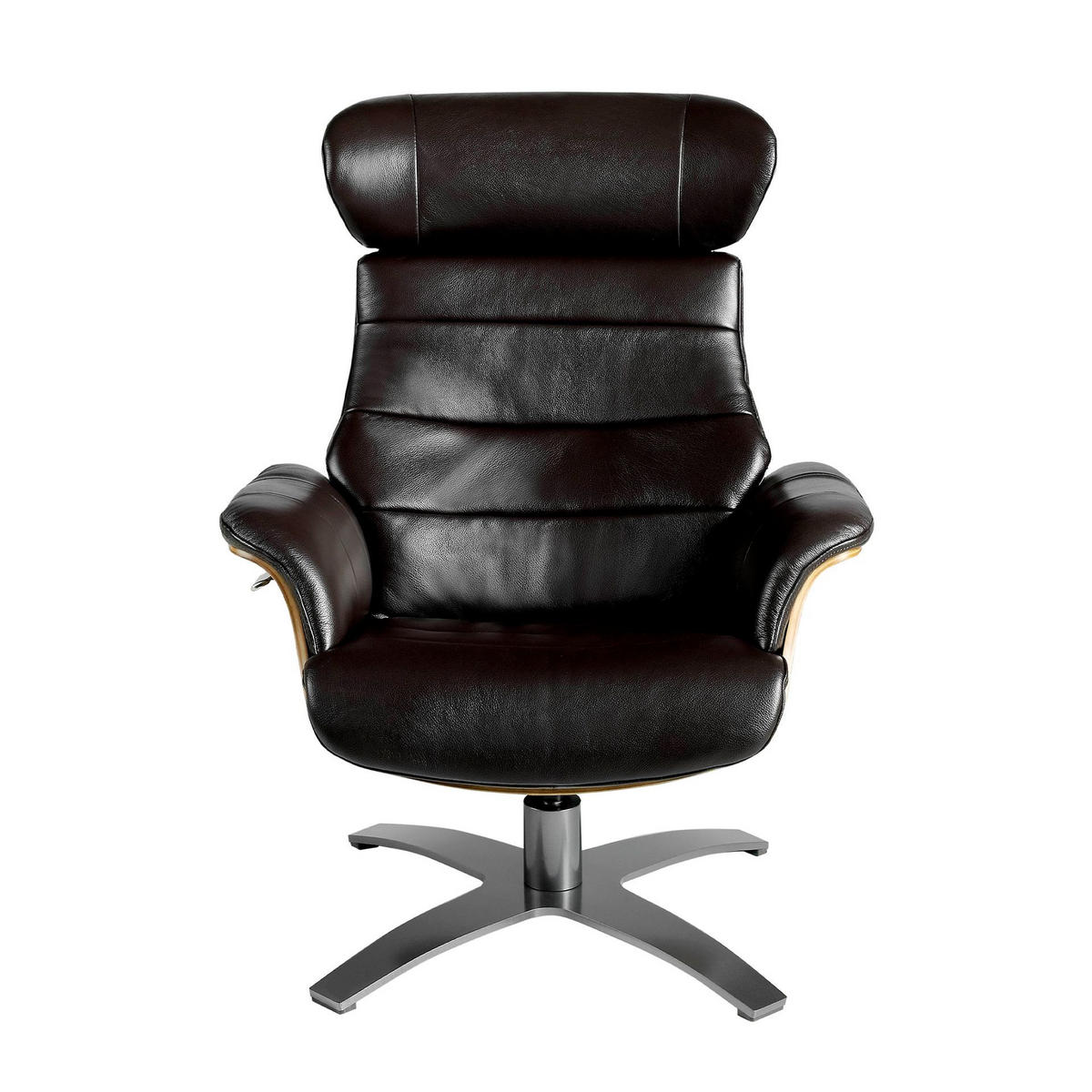 DREHSESSEL aus schokoladenbraunem Leder - Kastanienfarben/Dunkelbraun, Leder/Metall (80/100/84cm) - ANGEL CERDA