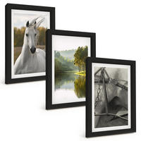 BILDER SET 3er Set - 20x30 cm Schwarzer Rahmen - Natur des Flusses White Horses - Schwarz, Kunststoff (20/30cm) - TULUP