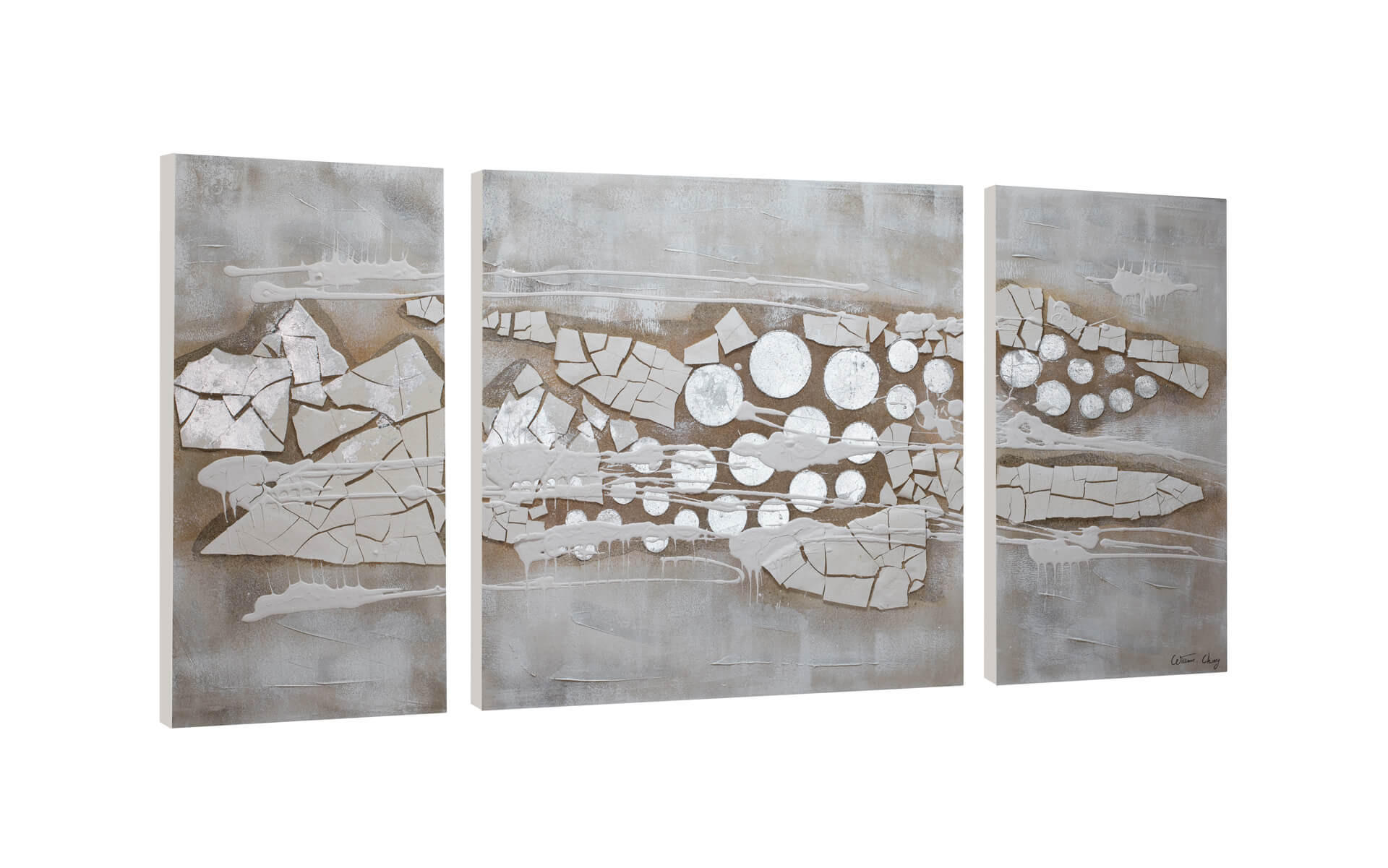 LEINWANDBILD 3-TEILIG Grau 140/70 cm - Beige/Grau, Textil (140/70cm)