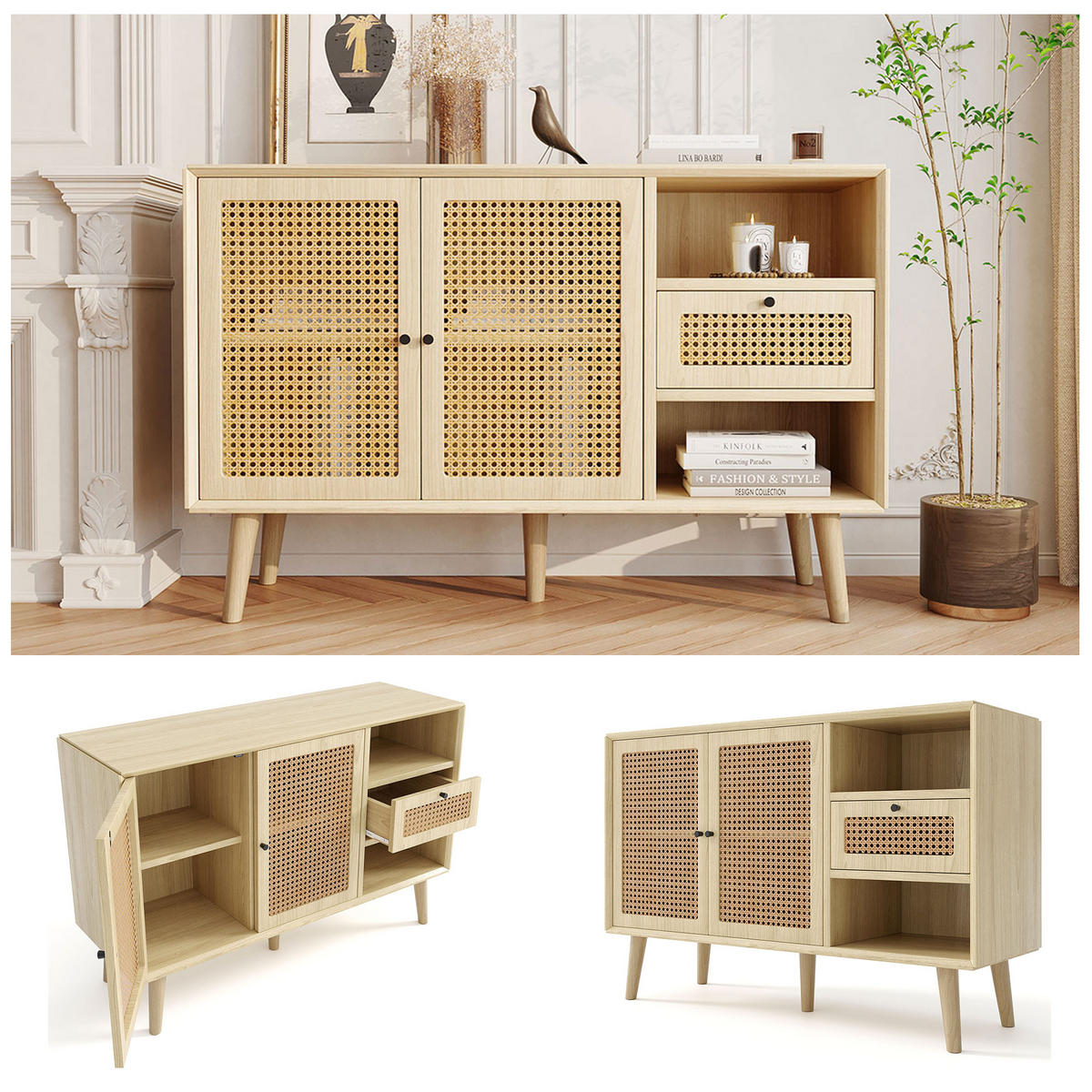 SIDEBOARD Eichenholzoptik 120/40/80 cm - Hellbraun, Holzwerkstoff (40/80/120cm) - Urban Meuble