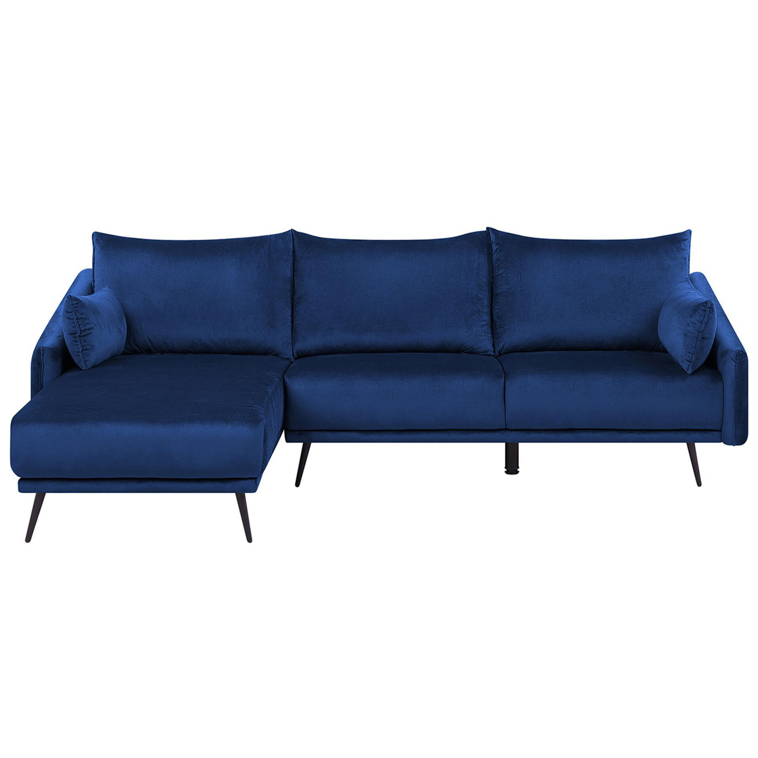 ECKSOFA Samtstoff Marineblau Varde - Hellblau, Textil (245/162cm) - Beliani