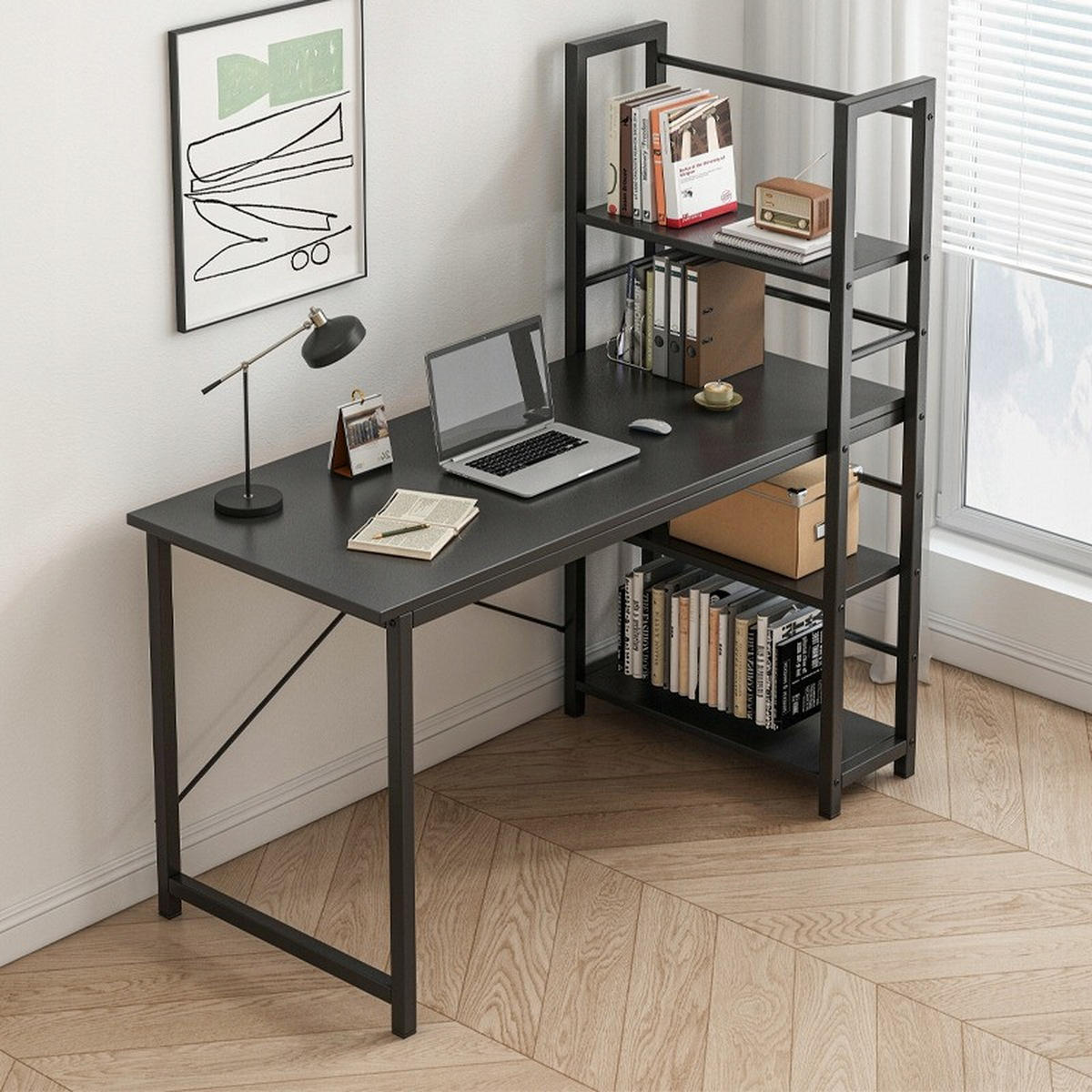 SCHREIBTISCH, schwarz 119.5x48x120cm - Schwarz, Holzwerkstoff (48/119.5/120cm)