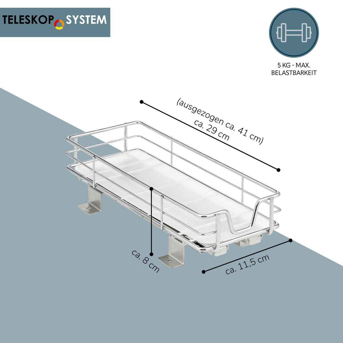 TELESKOP-GEWÜRZREGAL ausziehbar mit Einlegeboden aus verchromtem Metall - Chromfarben, Metall (11.5/8/29cm) - bremermann