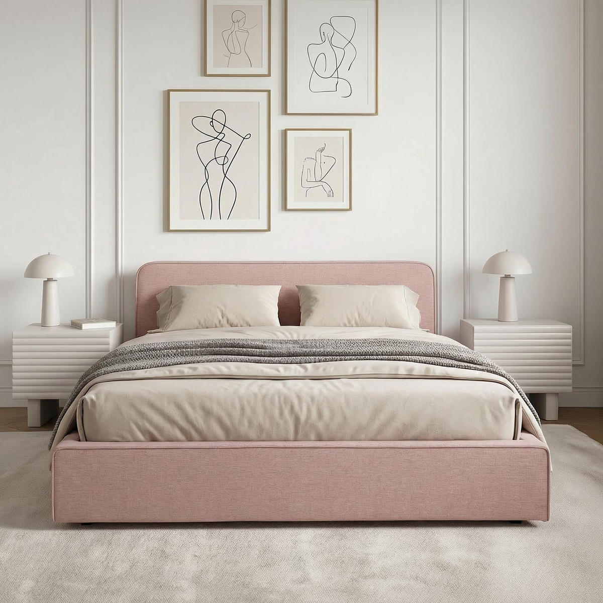 POLSTERBETT MARINI 140X200 CM - Altrosa, Textil (140/200cm) - IDIMEX