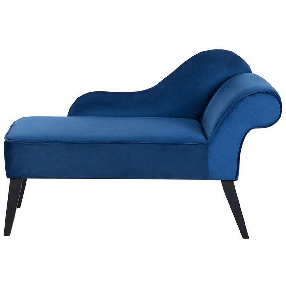 CHAISELONGUE Samtstoff marineblau rechtsseitig Biarritz - Blau, Textil (116/77/56cm) - Beliani
