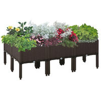 HOCHBEET, 6-tlg. Pflanzkasten mit Abflusslöchern, Rattan-Look, Blumenkasten, DIY, Braun, 40 x 40 x 44 cm - Braun, Kunststoff (40/44/40cm) - Outsunny