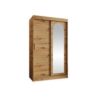 SCHWEBETÜRENSCHRANK Selfie 120 cm - Silberfarben/Eiche Artisan, Holzwerkstoff/Kunststoff (120/200/62cm) - MIRJAN24
